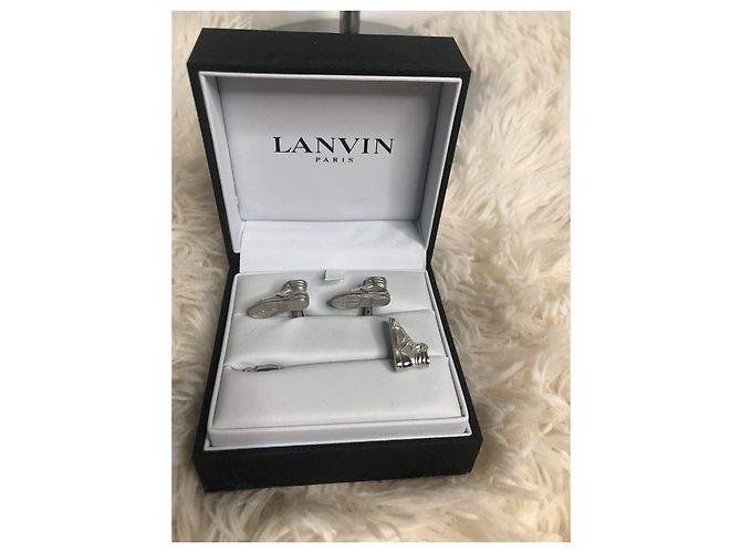 Conjunto de abotoaduras e prendedor de gravata Lanvin prata - vista 2