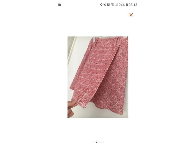 Falda Chanel de tweed blanca y roja Blanco - vista 2
