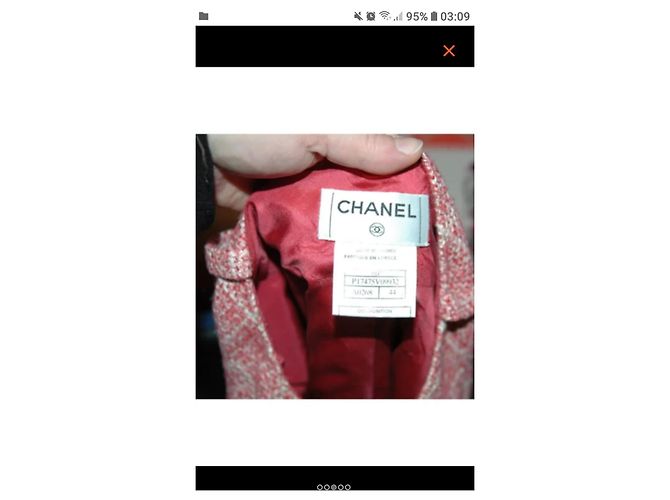 Falda Chanel de tweed blanca y roja Blanco - vista 3