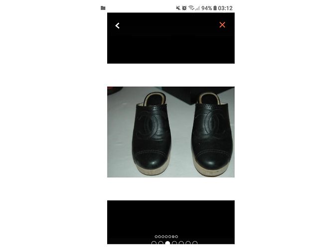 Autre Marque Black Leather and Wood Clogs Size 38 - view 8