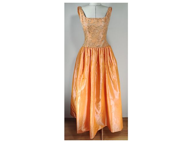 Escada Couture Maxikleid Orange Seide - Ansicht 2