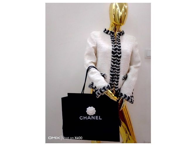 Cambon chanel#blazer#jacke#tuvit#mit rechnung#label#38#m#französisch Schwarz Weiß Creme - Ansicht 14