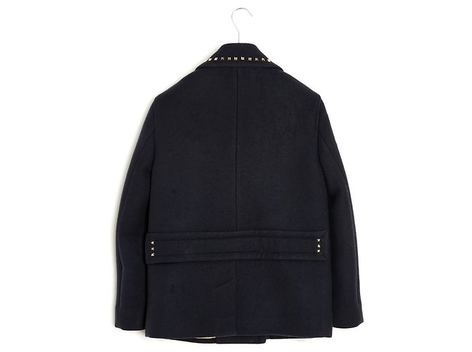 Valentino ROCKSTUD NAVY PEA COAT DE36 Marineblau - Ansicht 6
