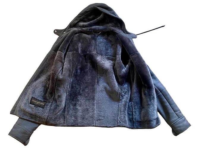 Louis Vuitton Blouson bomber en shearling moutin gris LV - vue 3