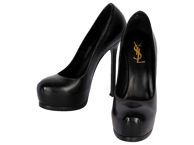 Décolleté in pelle nera Saint Laurent Nero - vista 4