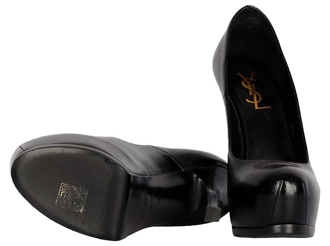 Décolleté in pelle nera Saint Laurent Nero - vista 5