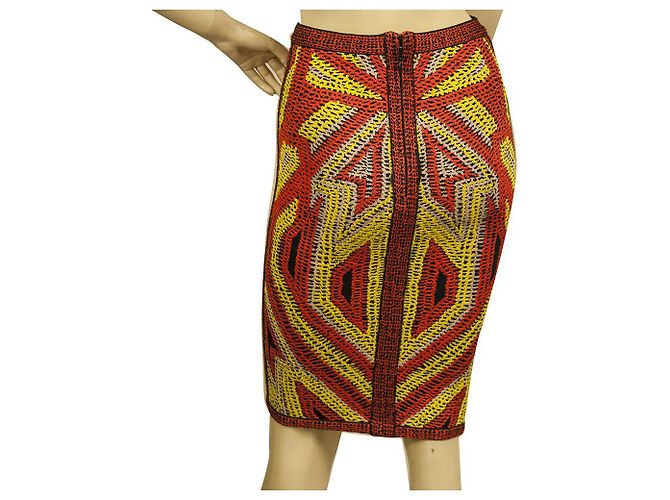 Herve Leger Ola Geometric Crochet Jacquard Pencil Skirt size XS Multiple colors - view 2