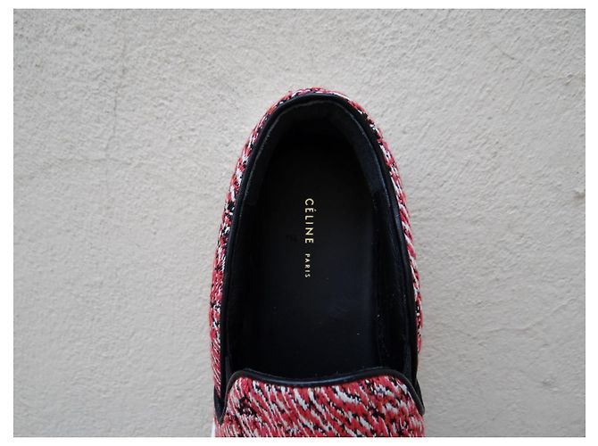 Mocassini Céline Multicolore in Tessuto Pelle 35 FR Nero Bianco Rosso - vista 10