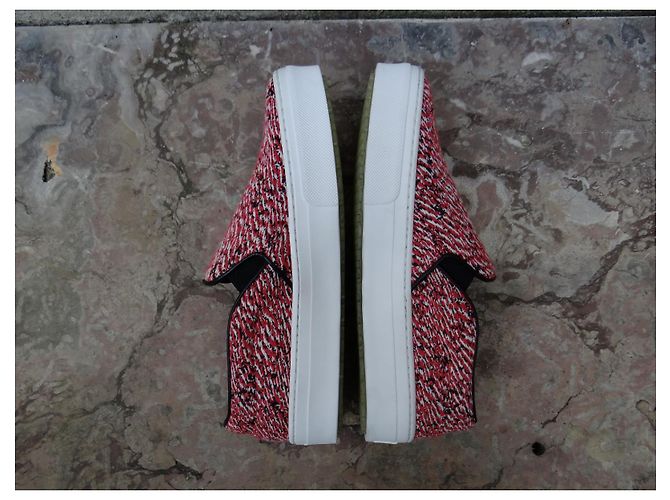 Mocassini Céline Multicolore in Tessuto Pelle 35 FR Nero Bianco Rosso - vista 3