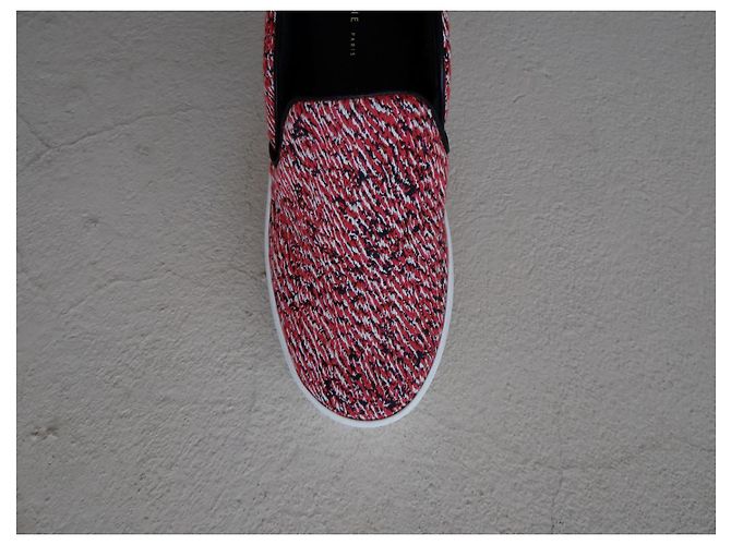 Mocassini Céline Multicolore in Tessuto Pelle 35 FR Nero Bianco Rosso - vista 9