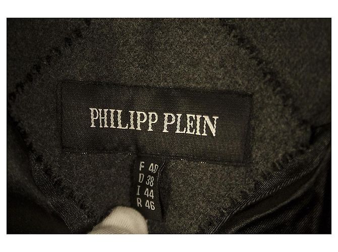 PHILIPP PLEIN Giacca blazer da donna grigia con un bottone e strass con logo sul retro 44 Grigio antracite - vista 3