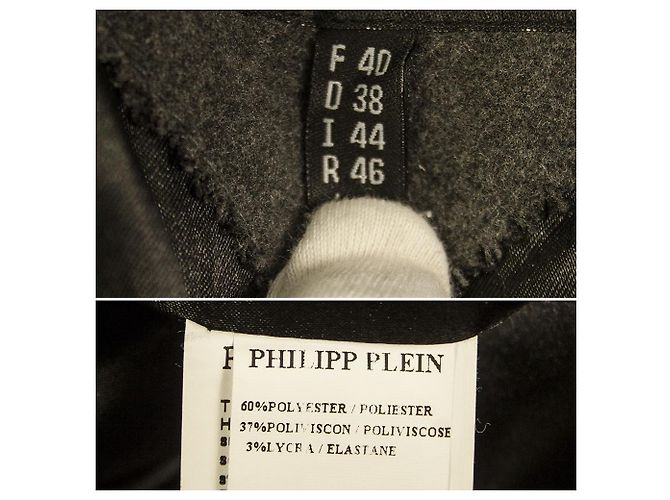 PHILIPP PLEIN Giacca blazer da donna grigia con un bottone e strass con logo sul retro 44 Grigio antracite - vista 4