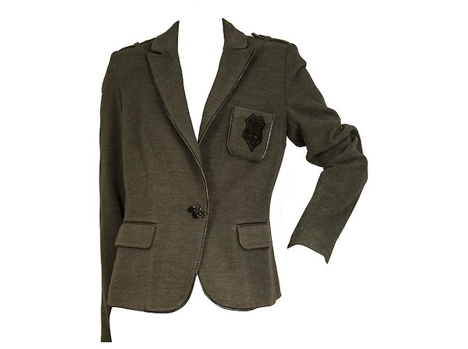 PHILIPP PLEIN Giacca blazer da donna grigia con un bottone e strass con logo sul retro 44 Grigio antracite - vista 6