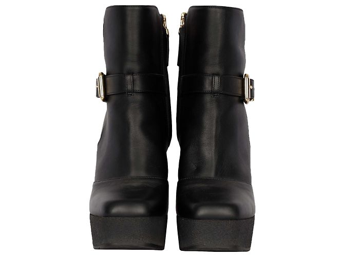 Fendi Black Leather Ankle Boots with Heels - view 2