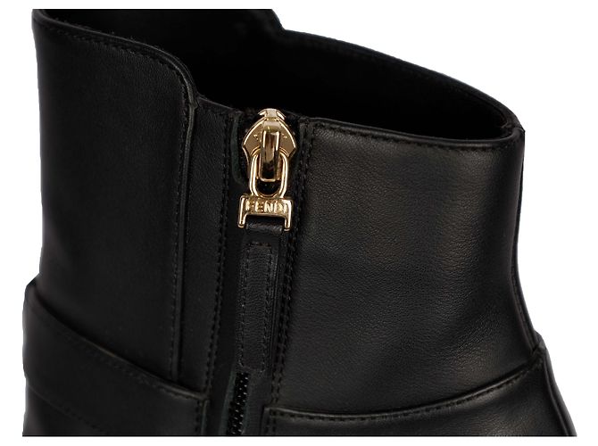 Fendi Black Leather Ankle Boots with Heels - view 5