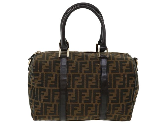 FENDI Zucca Sac à main en toile 2façon Marron Noir Auth 33206 - vue 13