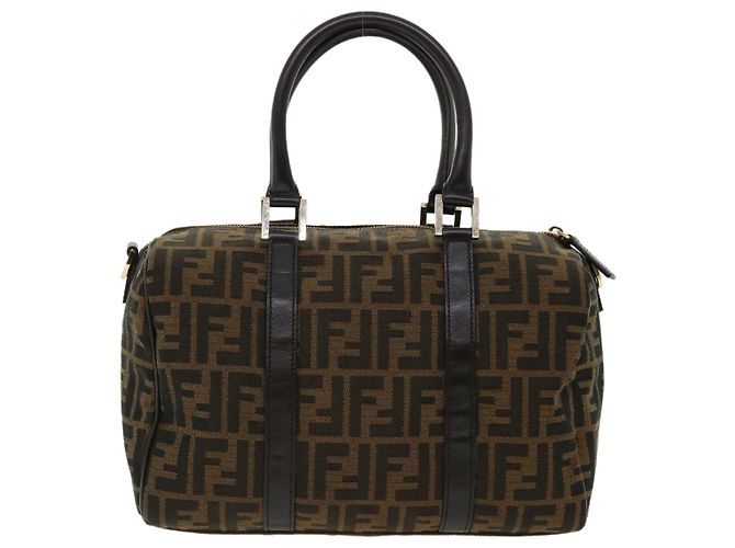 FENDI Zucca Sac à main en toile 2façon Marron Noir Auth 33206 - vue 2