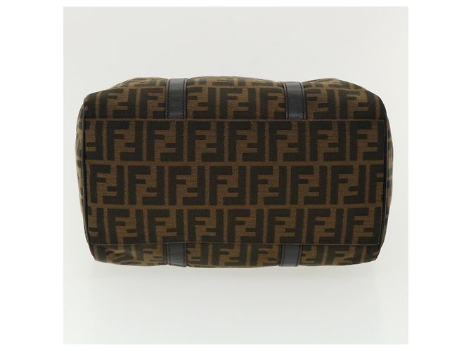 FENDI Zucca Sac à main en toile 2façon Marron Noir Auth 33206 - vue 5