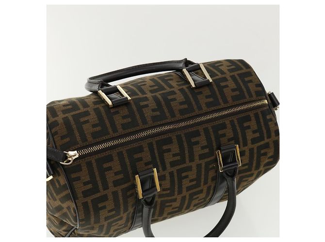 FENDI Zucca Sac à main en toile 2façon Marron Noir Auth 33206 - vue 6