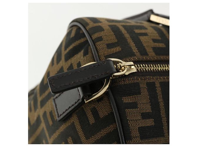 FENDI Zucca Sac à main en toile 2façon Marron Noir Auth 33206 - vue 9