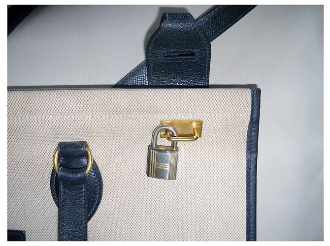 Hermès Canvas Cabag Tote 40 cm Blu Navy - vista 6