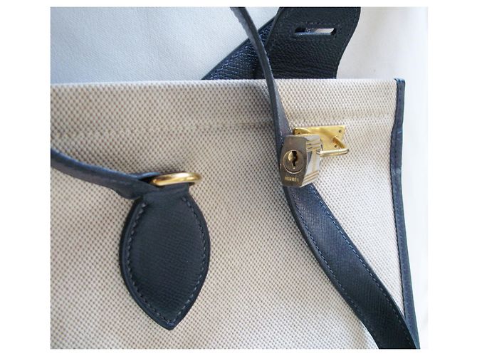 Hermès Canvas Cabag Tote 40 cm Blu Navy - vista 7