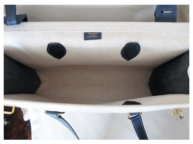 Hermès Canvas Cabag Tote 40 cm Blu Navy - vista 9