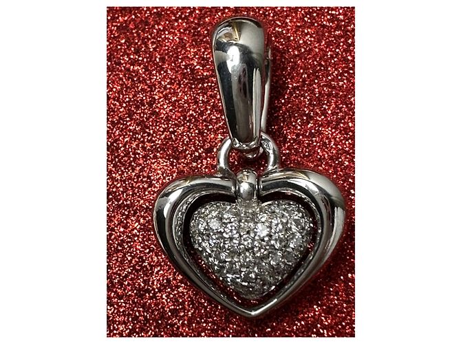 Autre Marque Chimento Collana Pendente Cuori Mobili in Oro Bianco e Diamanti Argento - vista 2