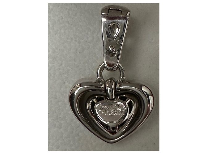 Autre Marque Chimento Collana Pendente Cuori Mobili in Oro Bianco e Diamanti Argento - vista 4