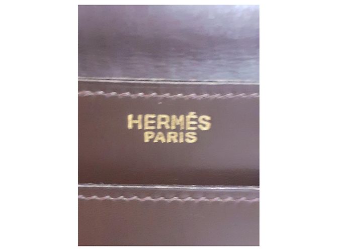 Hermès Boston Tasche Leder Schokolade - Ansicht 11
