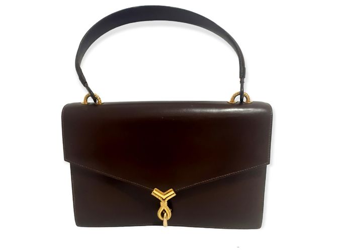 Hermès Boston Tasche Leder Schokolade - Ansicht 4