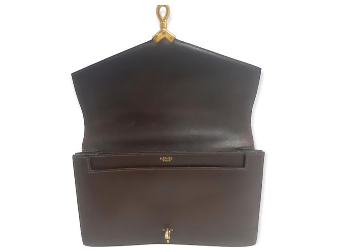 Hermès Boston Tasche Leder Schokolade - Ansicht 8