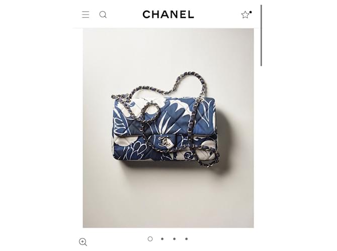 Borsa Chanel con patta in seta blu - vista 4