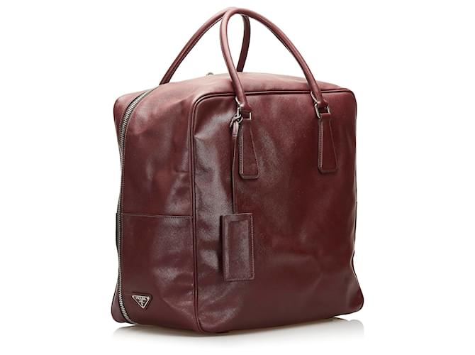 Borsa da Viaggio Prada Saffiano Rosso Prada Marrone - vista 2