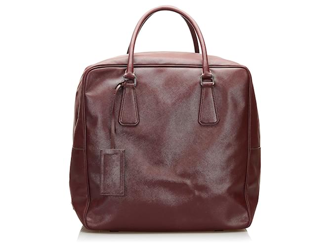 Borsa da Viaggio Prada Saffiano Rosso Prada Marrone - vista 3