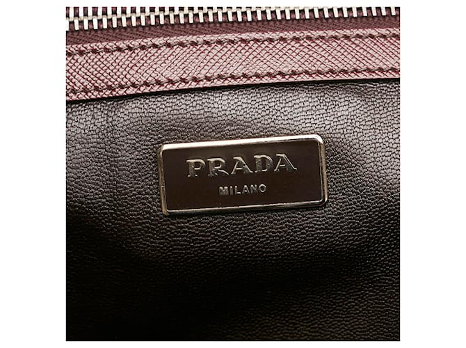 Borsa da Viaggio Prada Saffiano Rosso Prada Marrone - vista 6