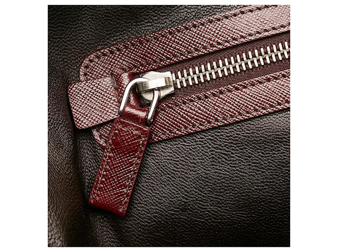 Borsa da Viaggio Prada Saffiano Rosso Prada Marrone - vista 8