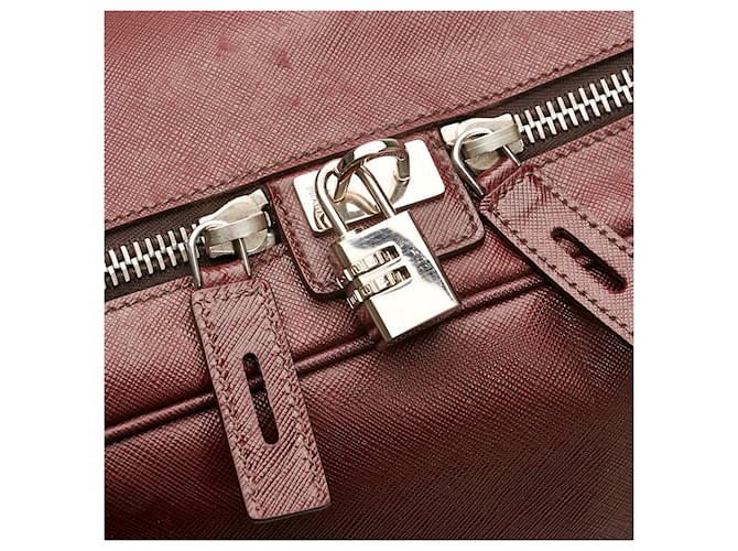 Borsa da Viaggio Prada Saffiano Rosso Prada Marrone - vista 9
