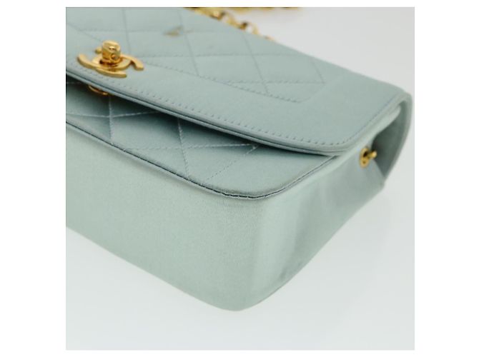 CHANEL Borsa a tracolla Diana Matelasse Satin Light Blue CC Auth 33325alla Blu chiaro - vista 14