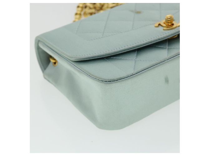 CHANEL Borsa a tracolla Diana Matelasse Satin Light Blue CC Auth 33325alla Blu chiaro - vista 15
