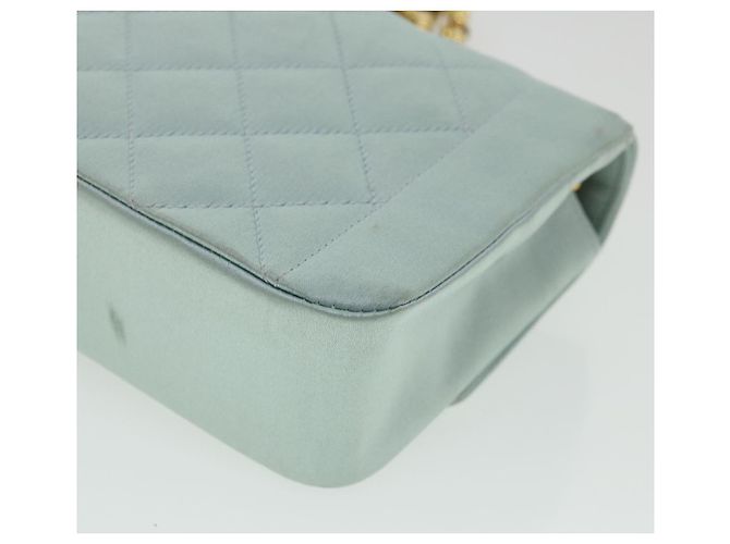 CHANEL Borsa a tracolla Diana Matelasse Satin Light Blue CC Auth 33325alla Blu chiaro - vista 16