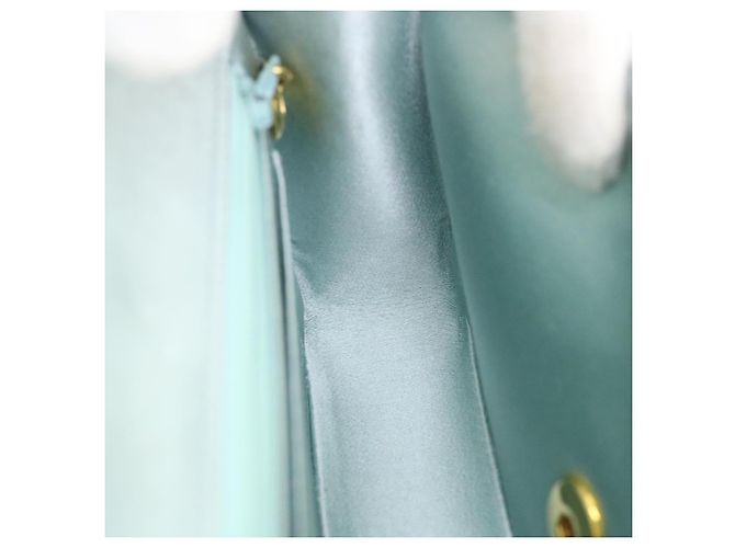 CHANEL Borsa a tracolla Diana Matelasse Satin Light Blue CC Auth 33325alla Blu chiaro - vista 23