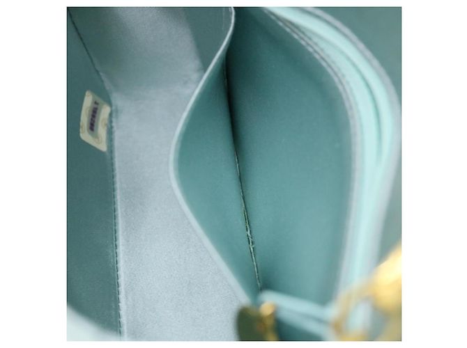 CHANEL Borsa a tracolla Diana Matelasse Satin Light Blue CC Auth 33325alla Blu chiaro - vista 24