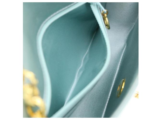 CHANEL Borsa a tracolla Diana Matelasse Satin Light Blue CC Auth 33325alla Blu chiaro - vista 26