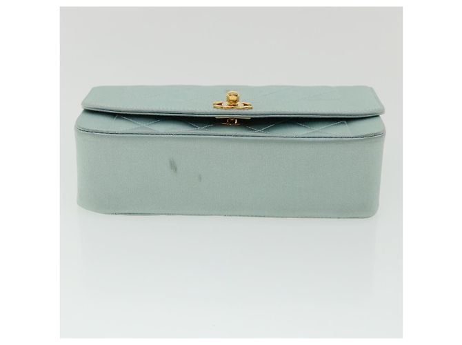 CHANEL Borsa a tracolla Diana Matelasse Satin Light Blue CC Auth 33325alla Blu chiaro - vista 6
