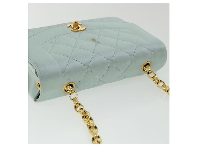 CHANEL Borsa a tracolla Diana Matelasse Satin Light Blue CC Auth 33325alla Blu chiaro - vista 7