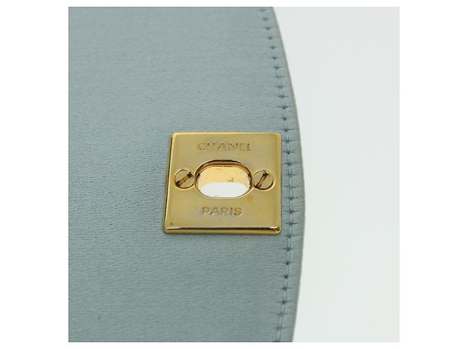 CHANEL Borsa a tracolla Diana Matelasse Satin Light Blue CC Auth 33325alla Blu chiaro - vista 9