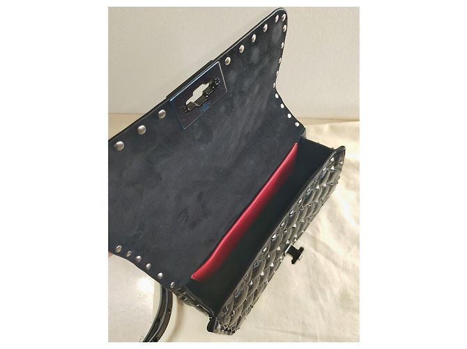 Valentino BORSA A SPALLA ROCKSTUD SPIKE in pelle di vitello Tutto nero Nuovo - vista 9