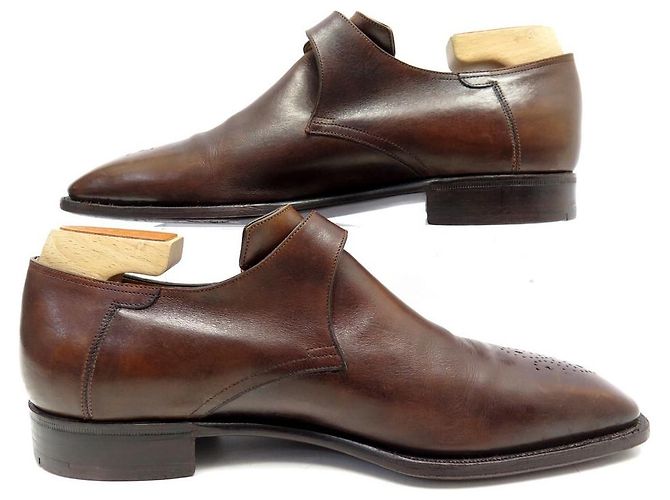 CHAUSSURES CORTHAY ARCA JOUVET 8.5 42.5 BOUCLES CUIR MARRON LEATHER SHOES - vue 2