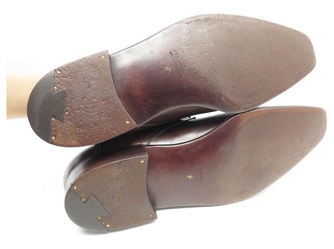 CHAUSSURES CORTHAY ARCA JOUVET 8.5 42.5 BOUCLES CUIR MARRON LEATHER SHOES - vue 3
